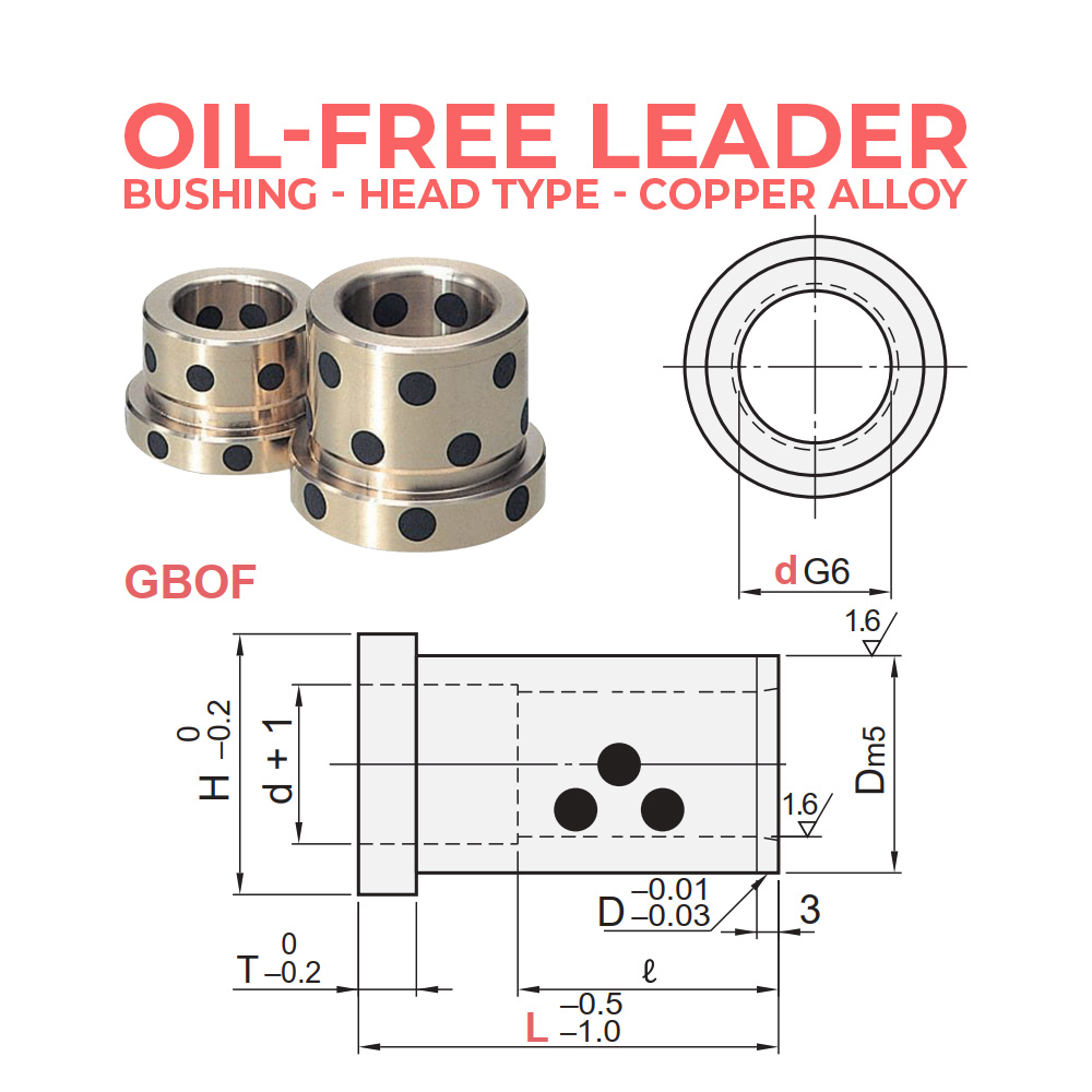 Yas Graphite GBOF Oil-Free Leader Bushing Đồng Graphite | YAS-TEK